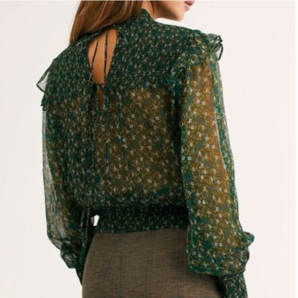 Free People Roma Floral Print Feminine Boho Blouse - Picture 3 of 3
